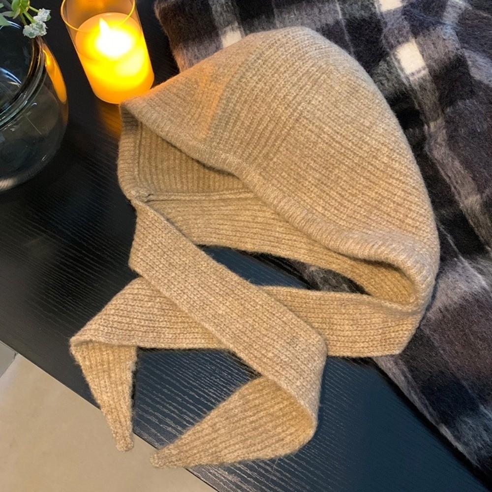 Warm Knitted Hooded Hat Windproof Neck Collar Scarf Cap Korean Balaclavas Cap  Beanie
