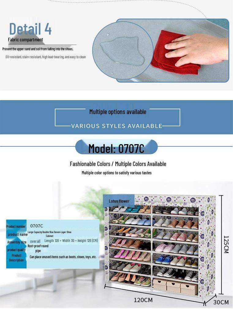 Multi-Layer Dustproof Shoe Cabinet with Large Storage Capacity for Home or Dormitory Use