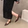 French High Heels Retro Brown Single Shoes Women's Shoes 2025 New Summer Mary Jane Black Commuter Shoes