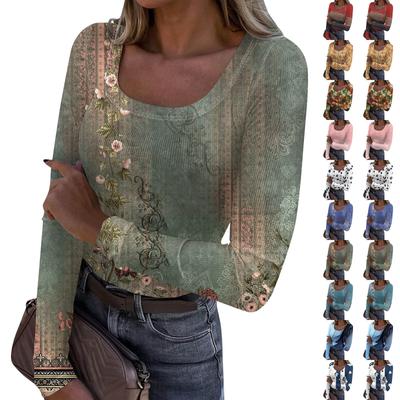 Dámská móda Slim Bottom Ležérní Dlouhý rukáv Halloween potištěný svetr U Neck Top