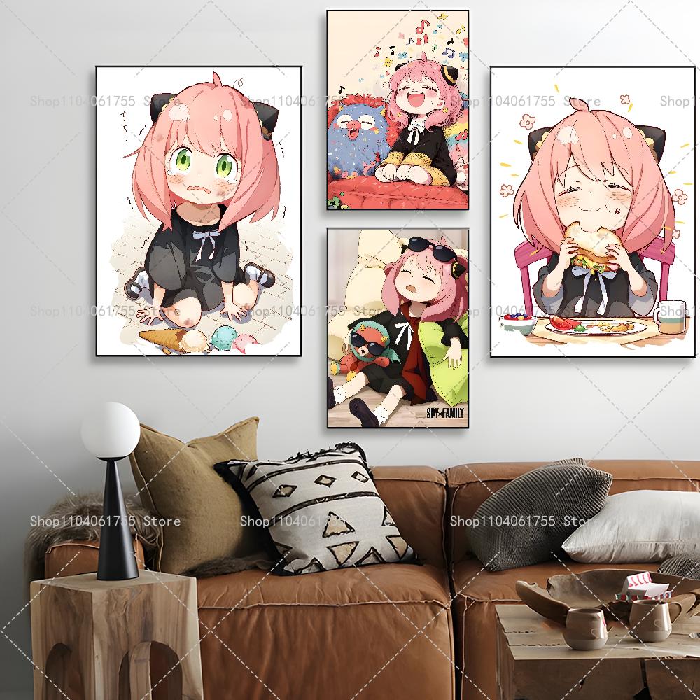 1PC Anime Spy X Family Character Anya Poster Self-adhesive Art Waterproof Paper Sticker Coffee House Bar Room Wall Decor