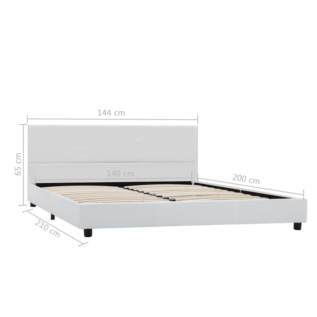 Bed Frame White Faux Leather 140x200 cm