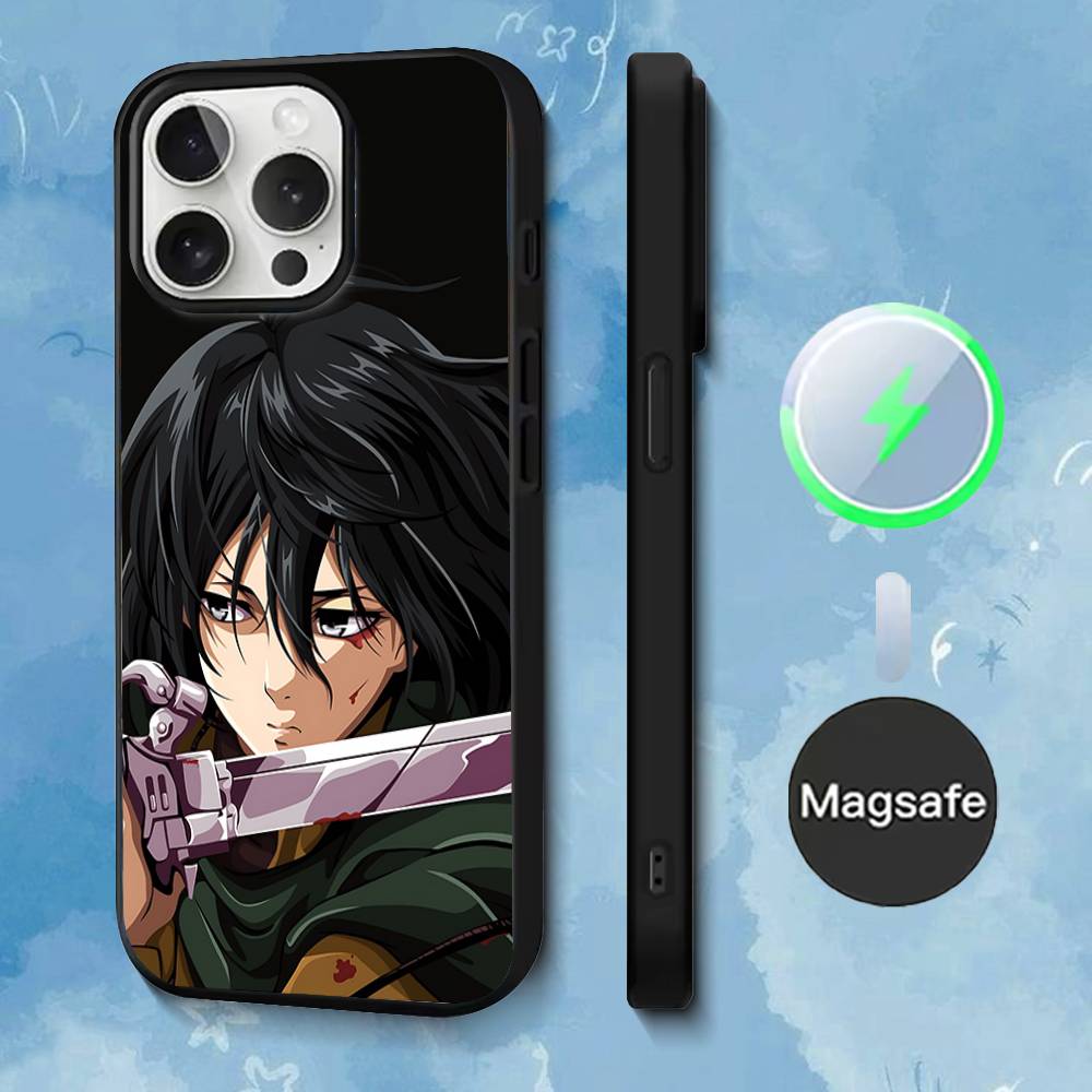 Phone Case For iPhone 17,16,15,14,13,12,11,Pro,Max,Plus,Mini,SE4,E A-Attack T-Titan M-Mikasa Magnetic Magsafe Wireless Charging