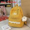 College Style Girl Small Backpack With Corduroy For Casual Travel And School Use