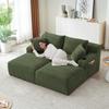 Compressible Double Chaise Lounge with Cup Holders – No Assembly Required, Fluffy Two-Seater Sleeper Sofa for Living Room, Bedroom and Reading Nook
