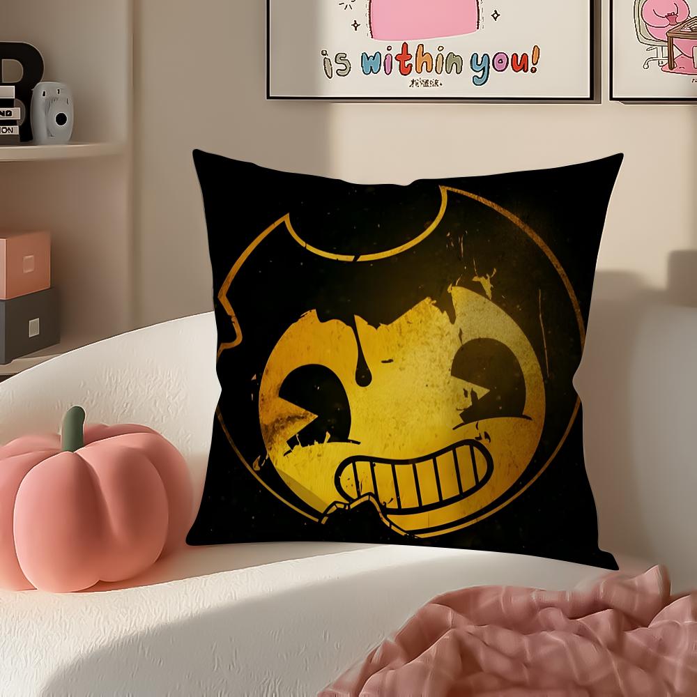 American Game BBendy and the Ink Machine Cushion Cover Pillowcase Short Plush Invisible Zipper Room Sofa Cushion Cover