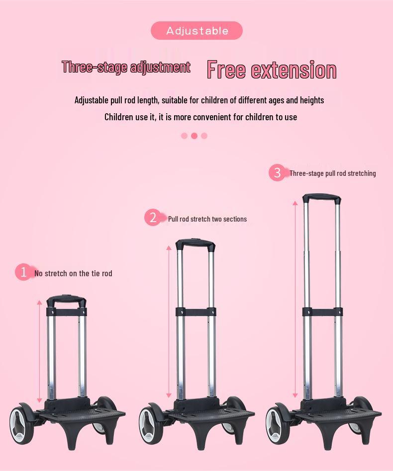 Velký batoh na kolečkách pro dívky 2.-4.-6. třídy, věk 7-12 let, s dvojitými ramenními popruhy