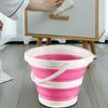 PINK Portable folding bucket, silicone plastic car bucket, children's outdoor fishing bucket, travel home multifunctional bucket