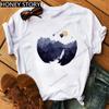 Mountain Print T-shirt Casual Harajuku T-shirt Beautiful Mountain Print Men's and Women's Trend Short Sleeve Summer polyester