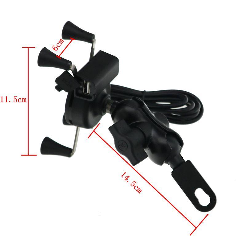 LMoDri Motorcycle 360 Rotating Handlebar Mount Mobile Phone Holder USB Charging Bracket Scooter Handle Support