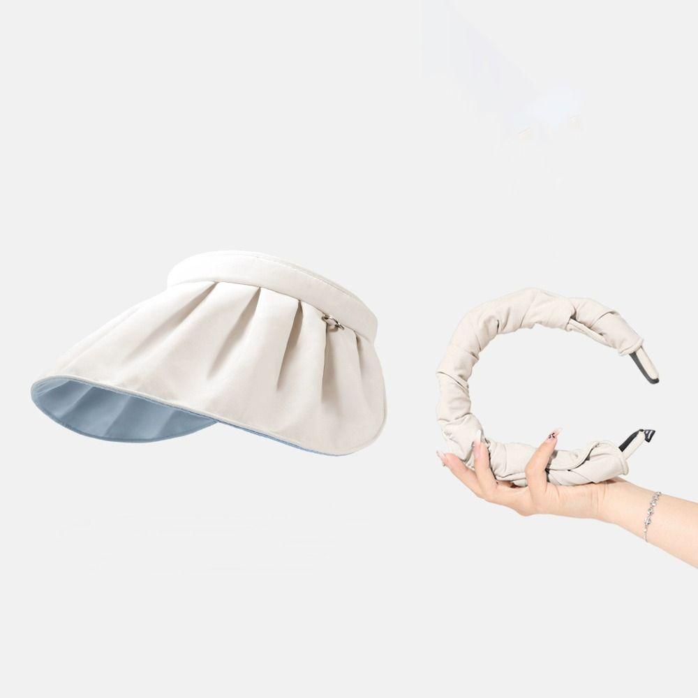 Fashion Sweet Sun Protection Cap Headband Topless Female Shell Hat Sunshade Wide Brim Foldable Visor Cap Travel