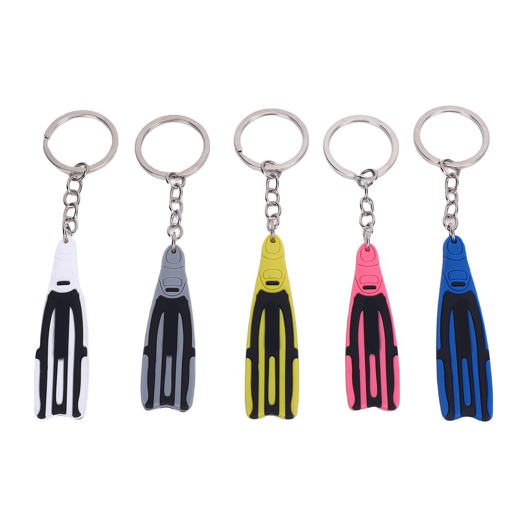 5pcs Scuba Diving Keychain Silicone Creative Flipper Shape Keychain for Bag Purse Backpack