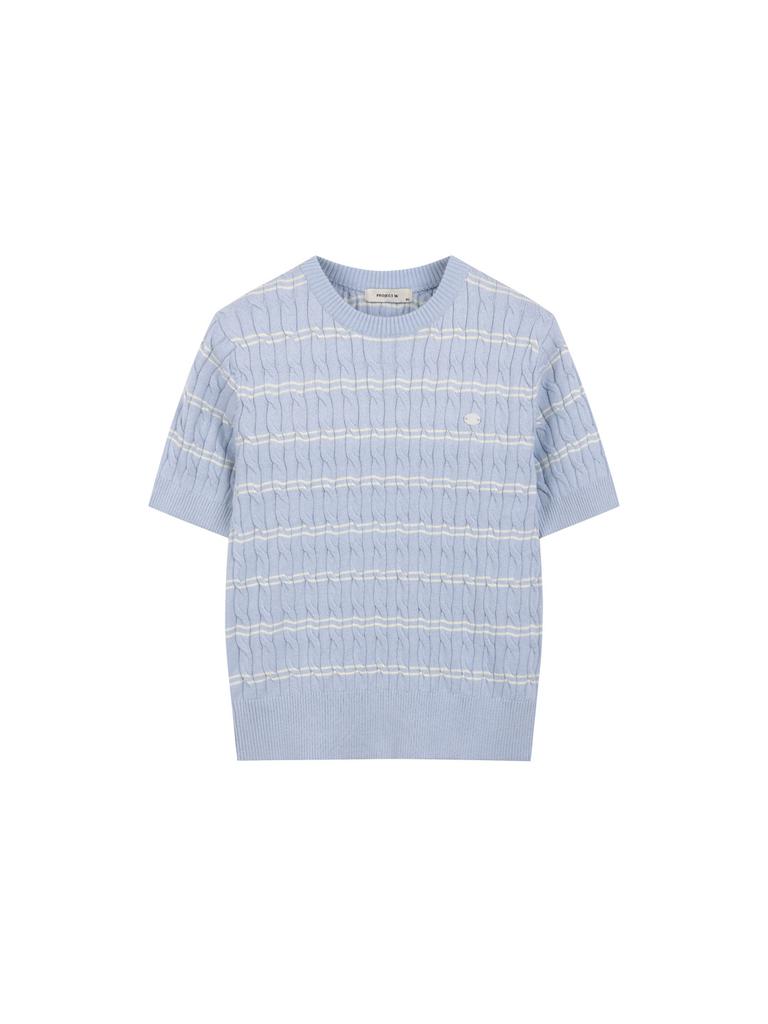 Peulojegteuem Women'S Cable Round Short Sleeve Knit_Epg2Er2100