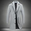 Herbst und Winter Herren Wollmantel Herrenbekleidung Koreanische Version Slim Fit Mittellanger und langer Trenchcoat Herren Wollmantel