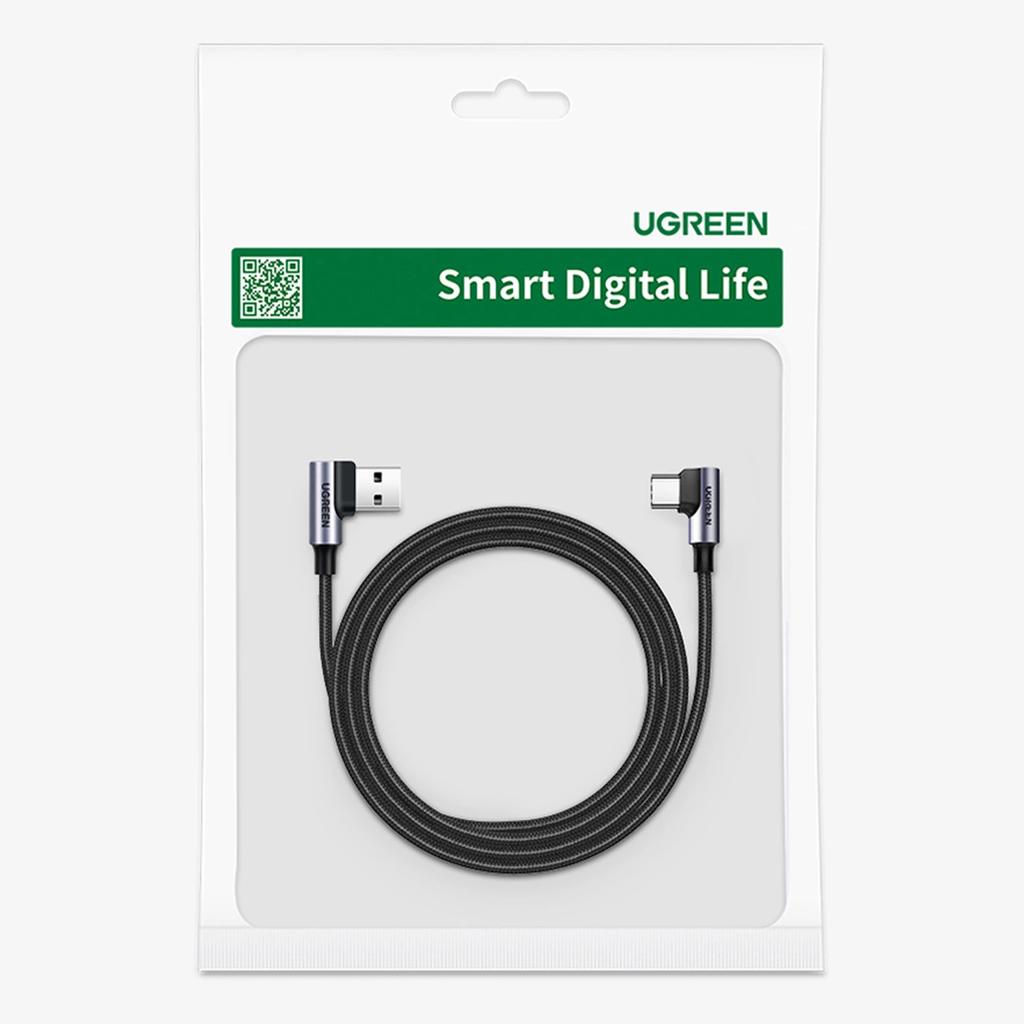 Ugreen 90° Angled Cable Usb C - Usb 2.0 480Mb/S 3A 3M Black (Us176)