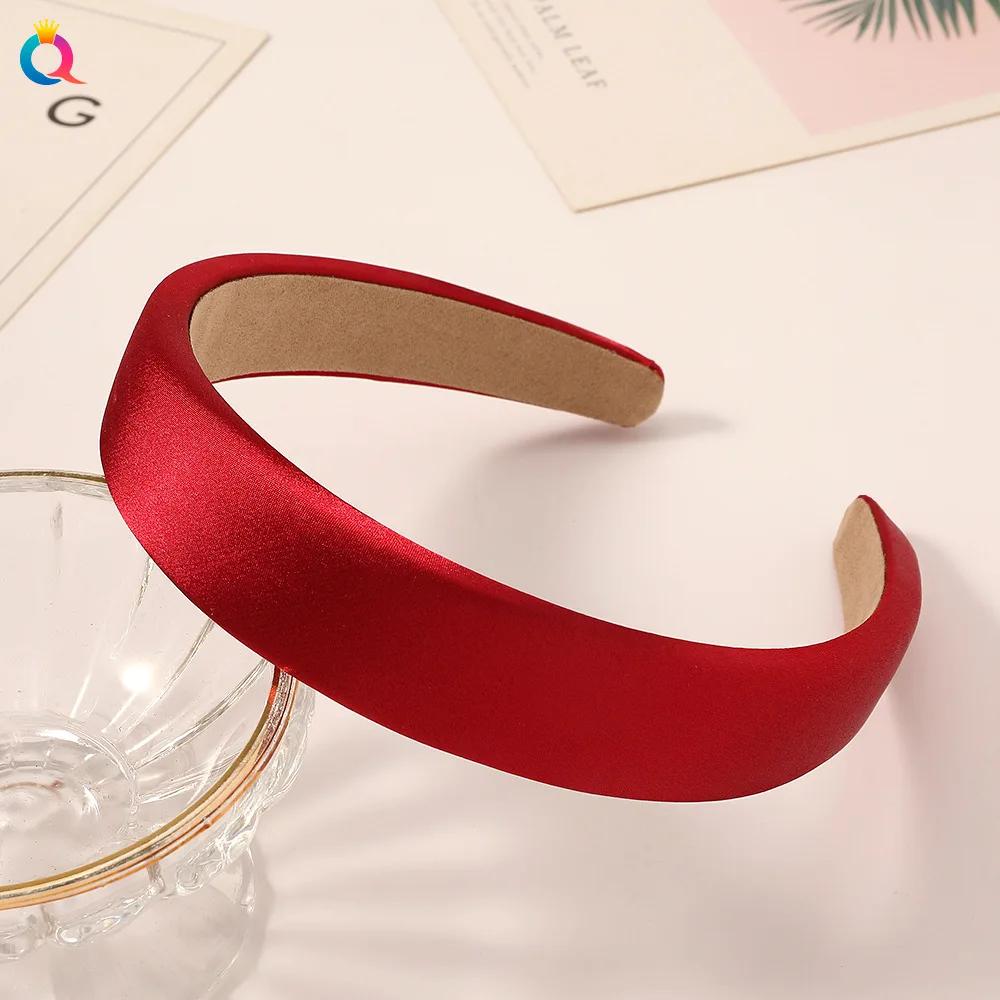 1pcs Satin Sponge Headband for Women Solid Colors Thick Hair Hoop Hairband Fashion Hair Accessories