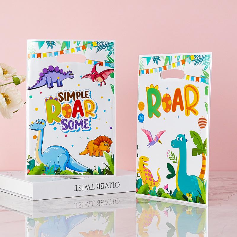 New Year Dinosaur-Themed Light Film Plastic Tote Gift Bag