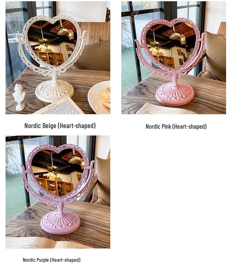 European Retro Double-Sided Princess Makeup Mirror for Bedroom or Dorm