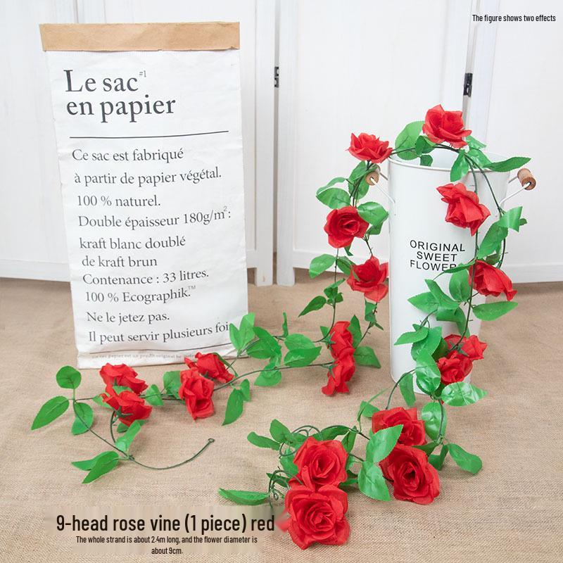 Artificial Rose Flower Vine for Indoor Decoration: Ceiling Hanging & Living Room Decor