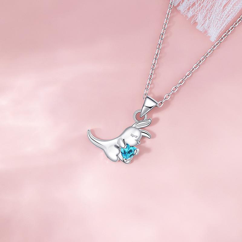 Original Barra Paradise Series Blue Love Kangaroo Necklace Female Cute Design Stainless Steel Clavicle Chain