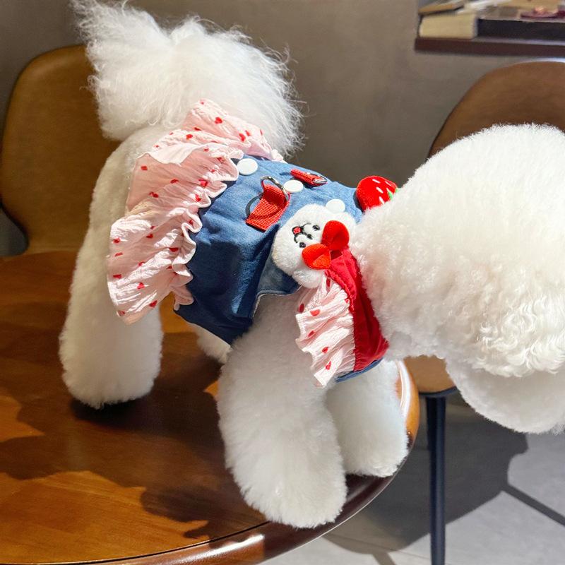 Pet Clothes, Dog And Cat Clothes, Summer Thin Traction Denim Vest Skirt, Teddy Bichon Small Dog