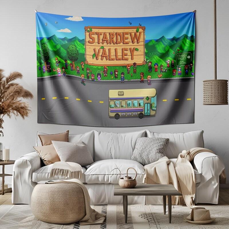 Stardew Valley Tapestry: Cozy Farm 75x100 чёрный
