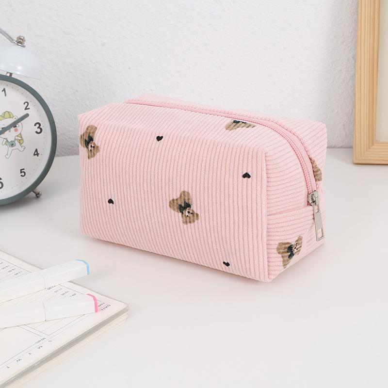 1pc Large Capacity Pencil Case Pencilcase Kawaii Stationery Corduroy Pencil Pouch School Supplies Back To School Pencil Case