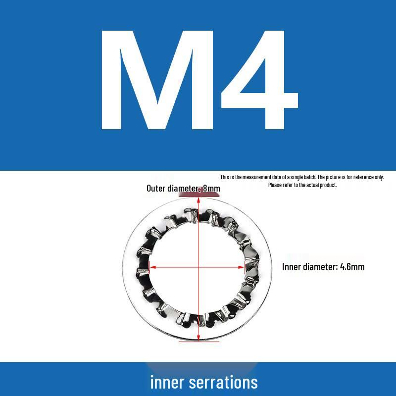 304 Stainless Steel Serrated Lock Washer with Anti-slip Teeth.