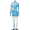 European Women's Summer Mesh Starfish Print Slim Dress with Sashes