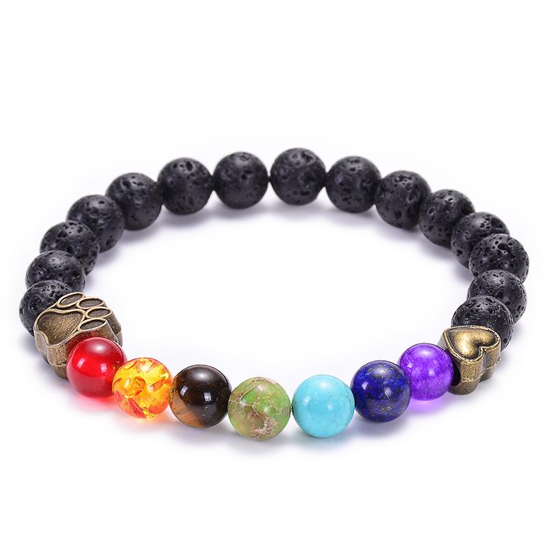 1pcs Bracelet For Men And Women Volcanic Stone Hand Beaded Colored Stone Stretch Hand