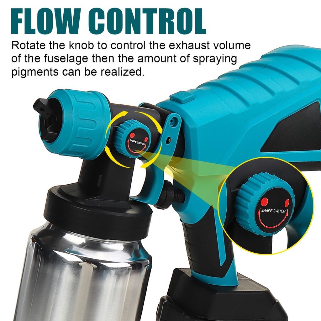 1000ML Aluminum Container Cordless Spray Guns 88VF Electric Paint Sprayer High Power With 3 Nozzles Flow Control