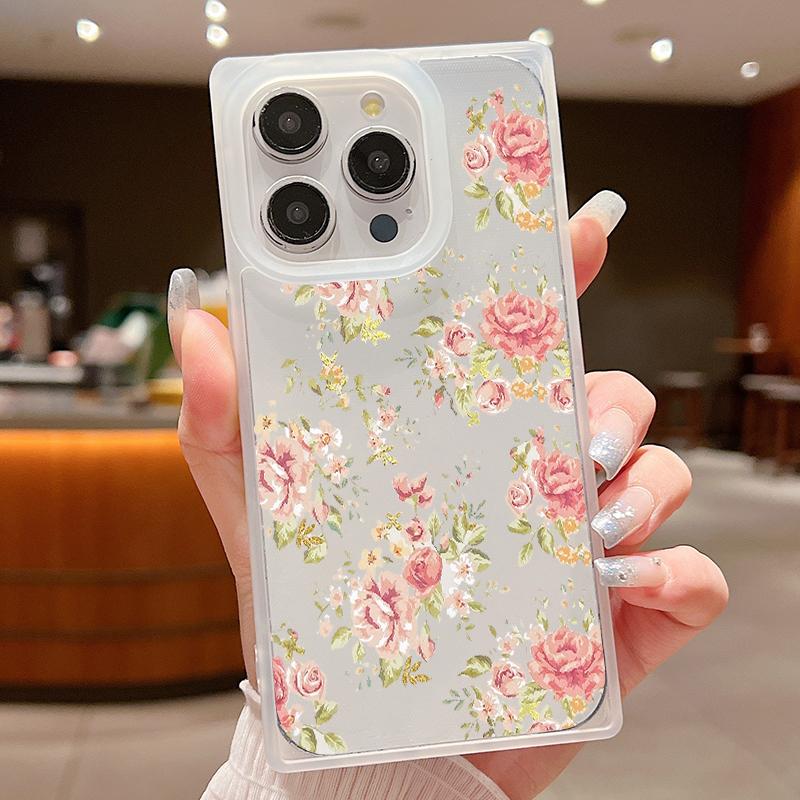 Moteblomstertrykk slankt mykt deksel til iPhone 16 Pro Max 15 Plus 14 13 Pro 12 11 Klar TPU støtsikkert silikongjennomsiktig telefondeksel