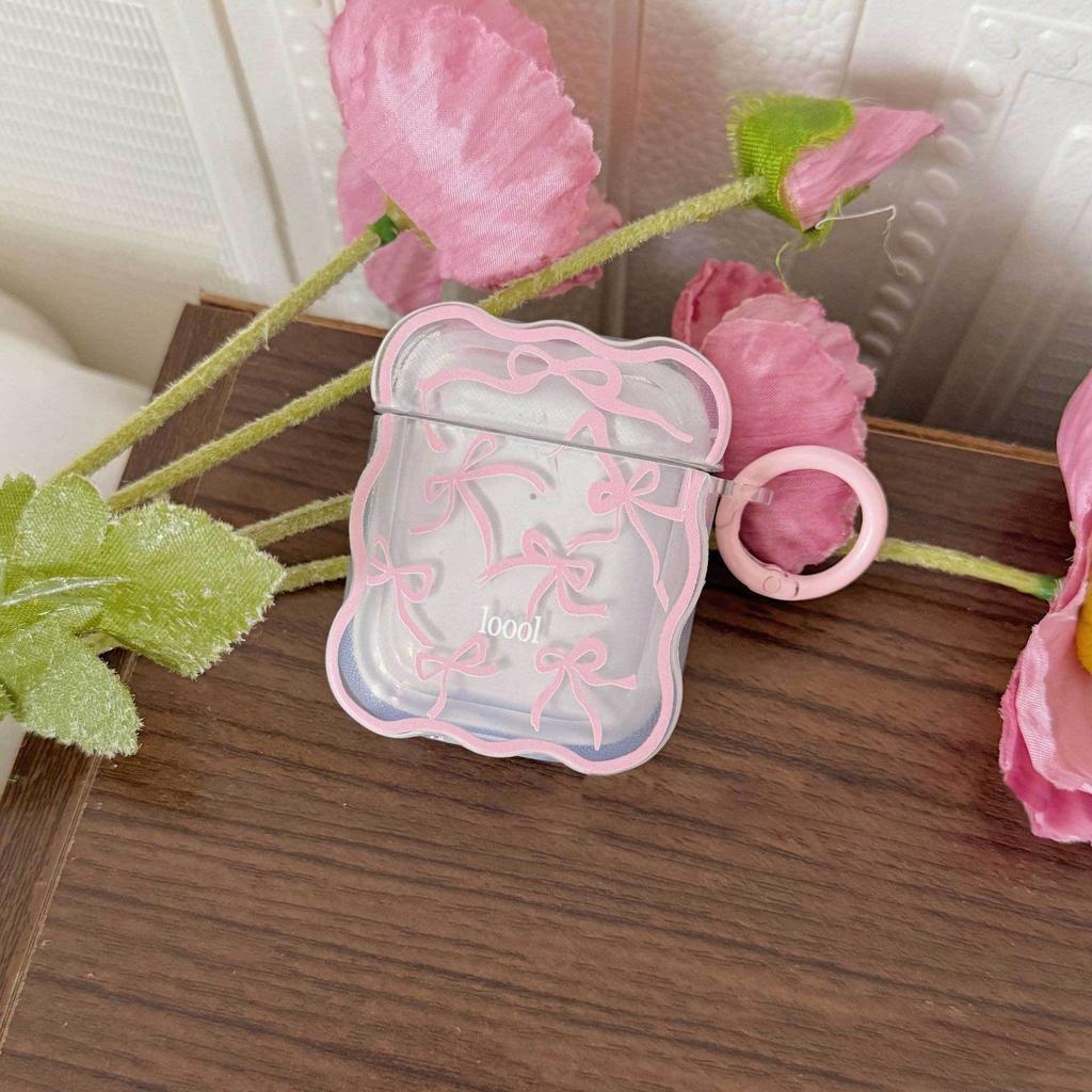 ins bow transparent earphone case is suitable for Apple AirPods 1st generation Bluetooth protective case 1st generation earphone case pro1.