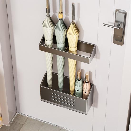 Magnetic Umbrella Holder Heavy Duty No Punching Home Office Entry Hallway Wall Mount Folding Long Umbrella Organizer Hanger Rack
