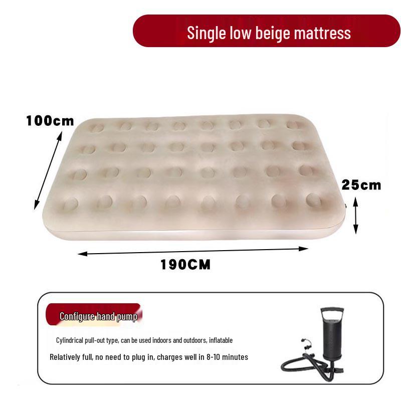 Portable Double Flocking Air Mattress with Built-in Pump for Camping