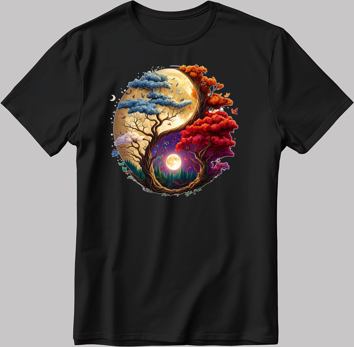 Tree of Life Yin Yang White-Black Men / Women T-Shirt AB353 3XL