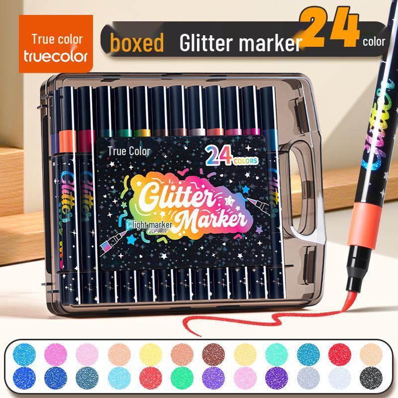True Color Double-Ended Soft Tip Watercolor Marker for Kids - Black Box Doodle Pen