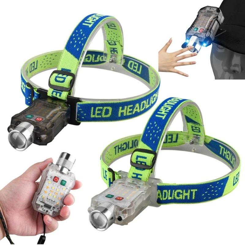 

Portable Flashlight Type-C Rechargable LED Camping Work Light Motion Sensor Multifunctional Headlight 40W High Power for Night Fishing Random