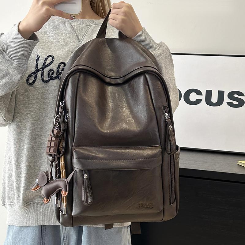 Modny Plecak ze Skóry PU Minimalistyczny Styl Casualowy Plecak dla Kobiet Lekki z Idealny do Codziennej Pracy Szkoły i Streetwear Bez Wisiorka