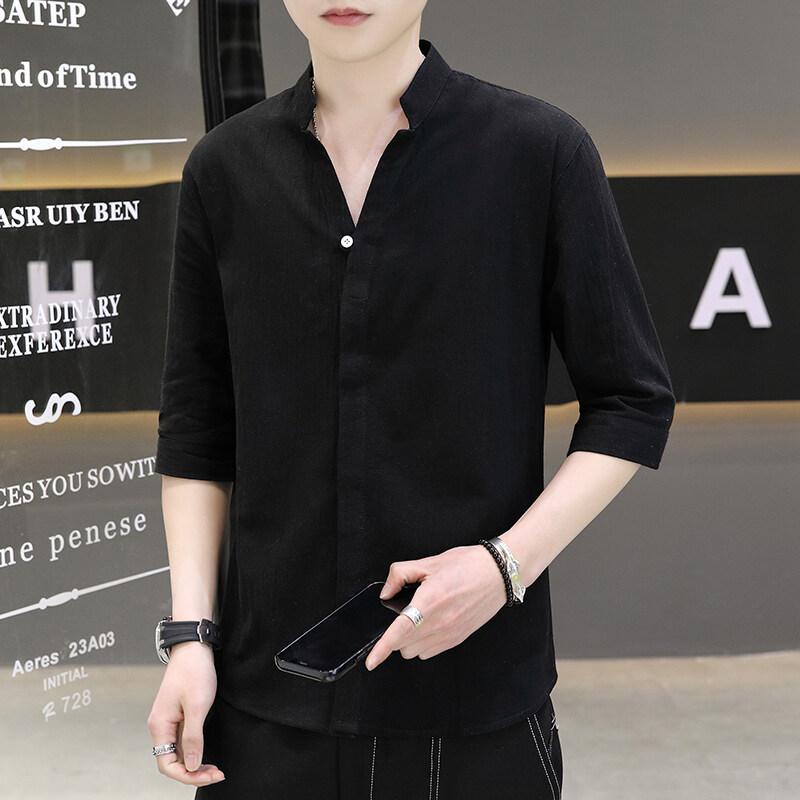 Summer New Men's Cotton Linen Short Sleeve Thin Casual Versatile Shirt