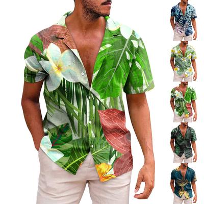 Herren-Hemden mit Hawaii-Muster, bedruckt, kurzärmelig, mit Knöpfen, für Herren, lässige Mode, kurzärmelige Hemden
