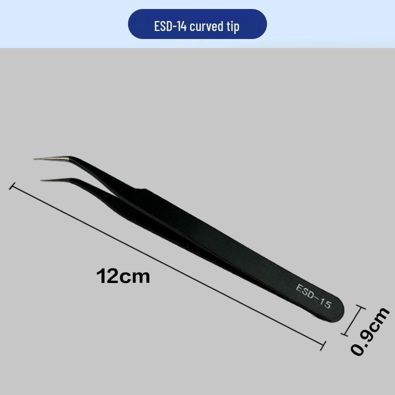 Precision Bent Tip Stainless Steel Tweezers for Electronics, Eyelash Extensions, and Bird's Nest Feathers
