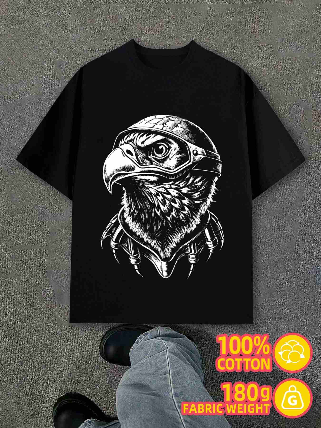 

T-Shirt Y2K Eagle Pilot Helmet Black Regular Fit 2XL
