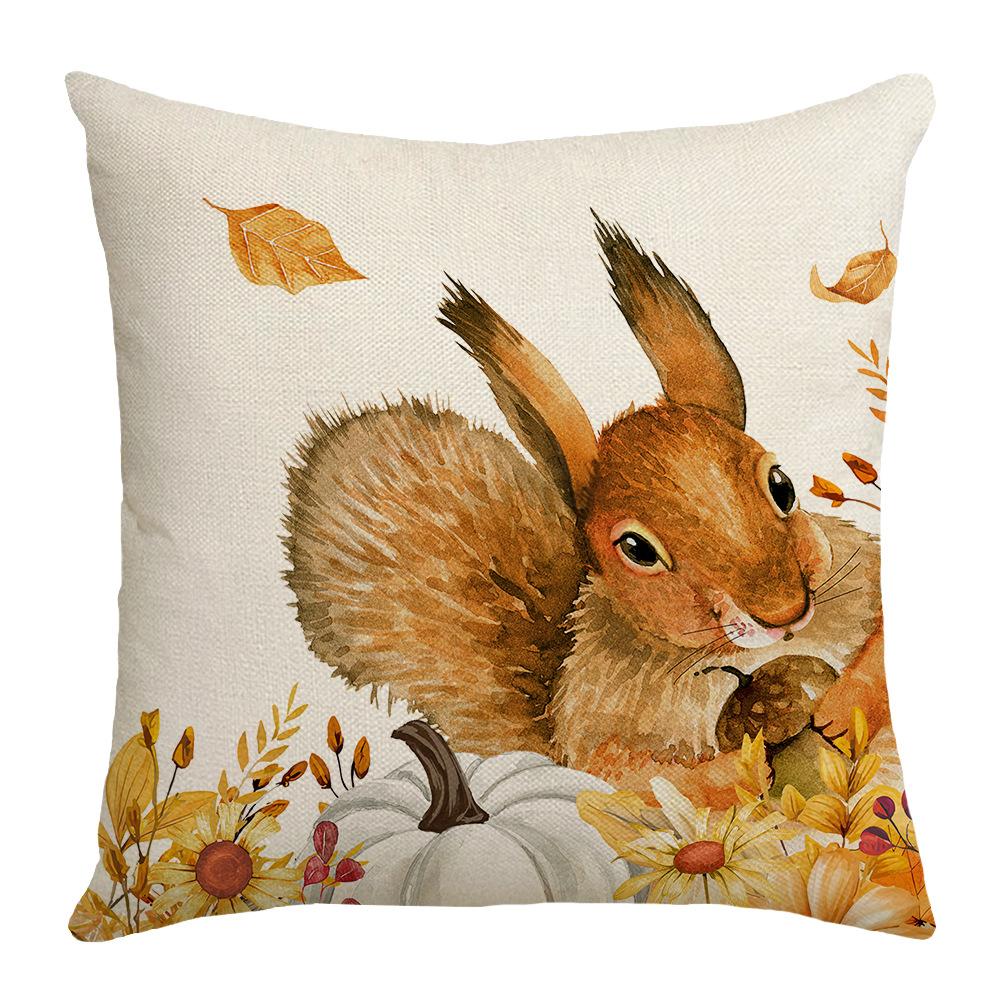 New Harvest Festival Autumn Pillow Pumpkin Squirrel Sunflower Home Cushion Pillow Cover