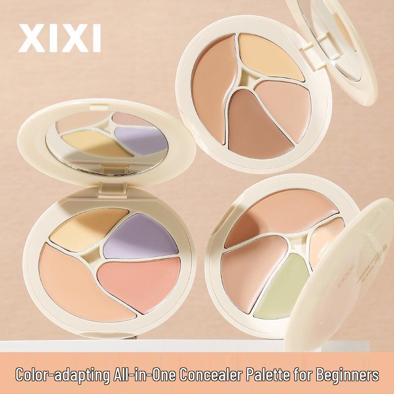 XIXI Long-Lasting Four-Color Concealer for Dark Circles, Blemishes, and Spots - Natural Finish for Student and Party Makeup.