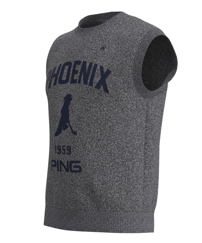 [Ping Apparel] Men's Lightweight Crew Neck Knit Vest (PHOENIX X Mr.PING Logo, Oversized)  Golf  621-3274801 022Light Top Gray M