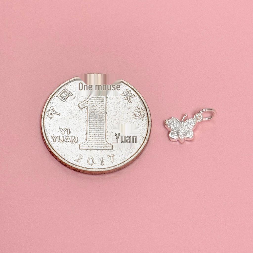S999 Sterling Silver Butterfly Diamond Pendant Charm for DIY Crystal Bracelet & Necklace Beading.