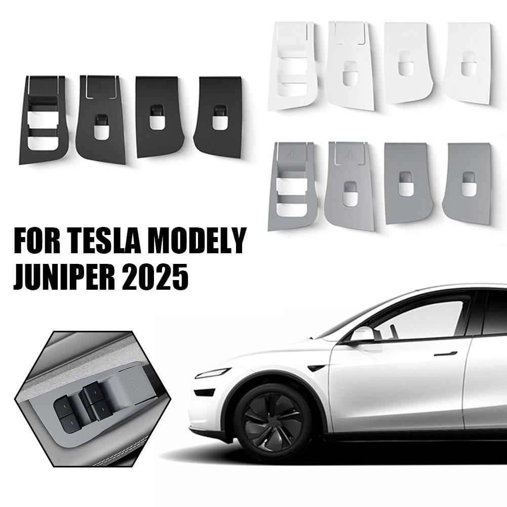 Window Lifter Switch Buttons for Tesla Model Y Juniper 2025 Accessories 4PCS Silicone Door Open Handle Cover Car Protect Sticker