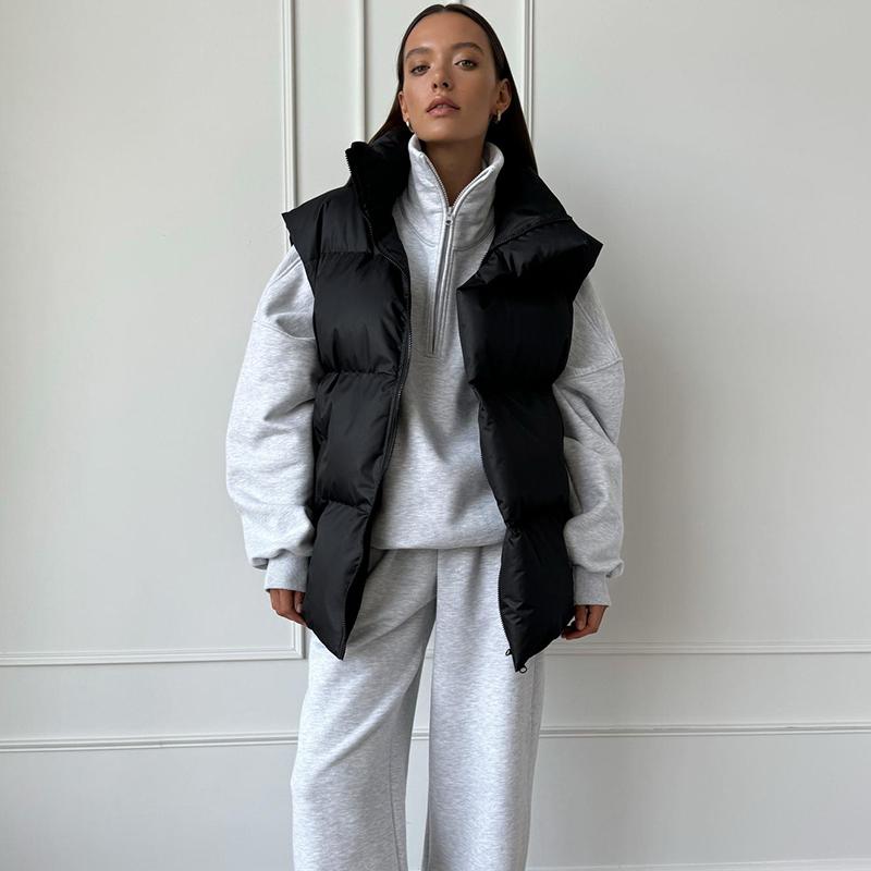 

Женская зимняя теплая стеганая куртка без рукавов, свободная демисезонная куртка для женщин 2024 года, осень, новая повседневная парка, уличные куртки для активного отдыха, женская одежда L чёрный