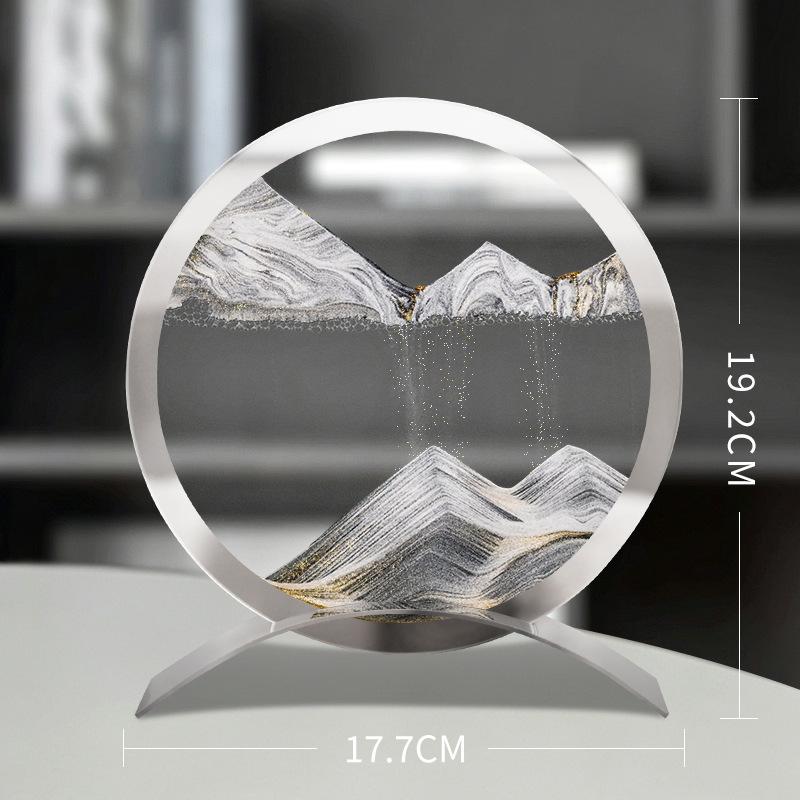 7 Inch Quicksand Painting Moving Sand Art Decor with Glass Frame Desk Decorative Gift for Living Room Home Office